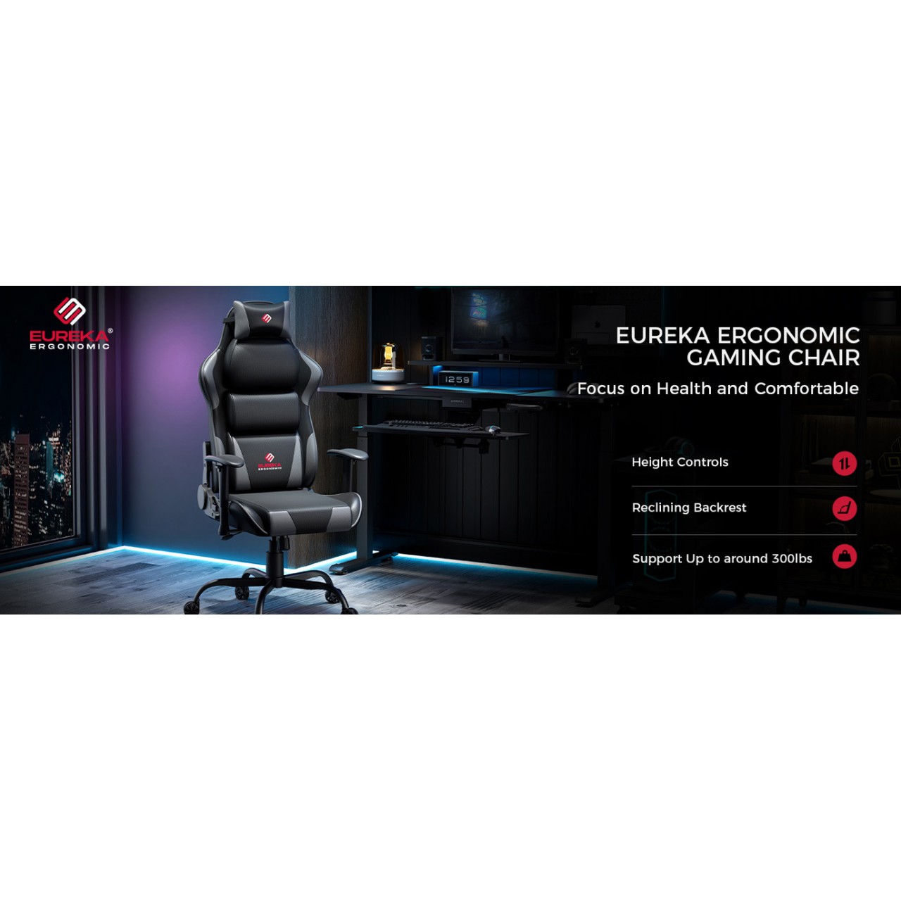 Gaming Καρέκλα - Eureka Ergonomic® ERK-GC07-GY