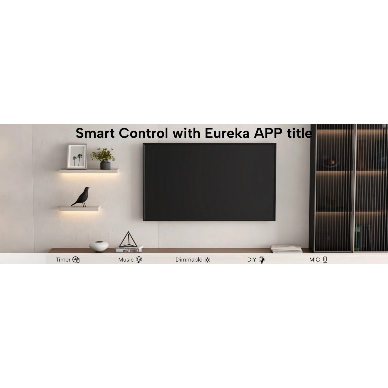 Ράφια τοίχου με φωτισμό - Eureka Ergonomic® ERK-AFS-17-WN-EU 400x180x36mm