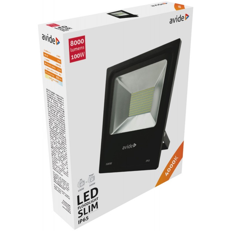 Avide LED Προβολέας Slim SMD 100W Λευκό 4000K