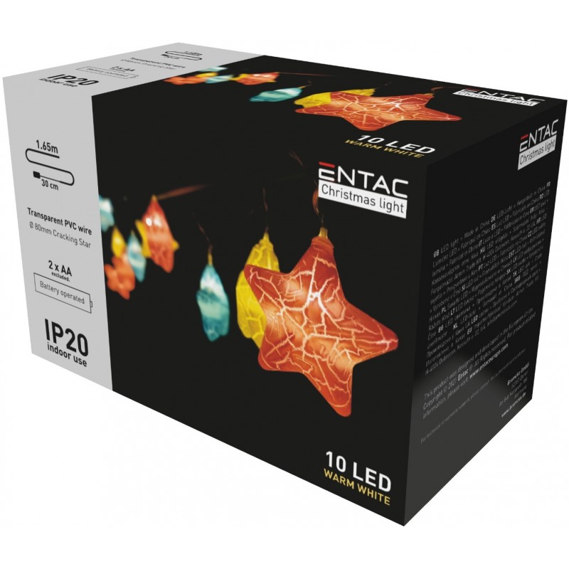 Entac Χριστουγεννιάτικα Εσωτερικά 10 LED Ραγισμένα Αστέρια Θερμό 1,65μ (2xAA Δεν περιλαμβ.)