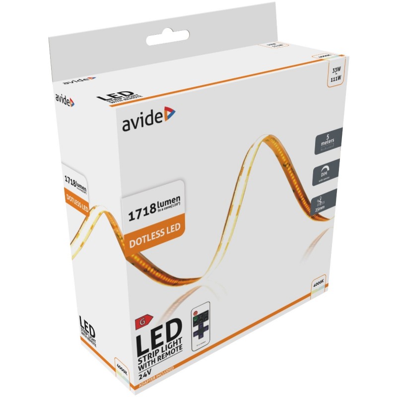 Avide LED Strip Blister RF 24V COB NW IP20 5m