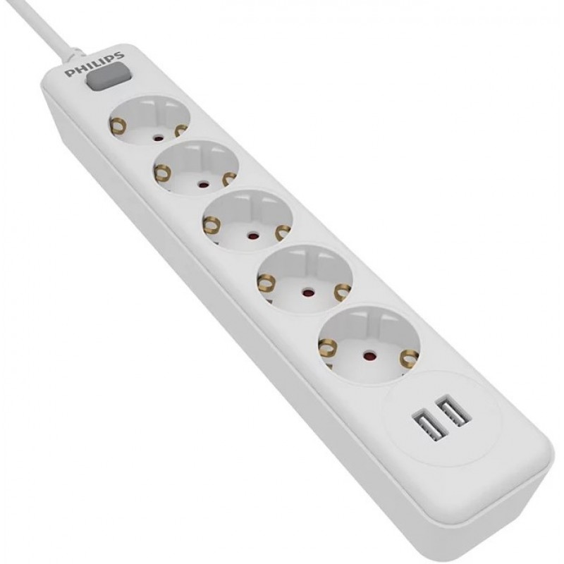 Philips SPN3052W/10 socket extension cord 5 sockets with switch 2 x USB 3.0m