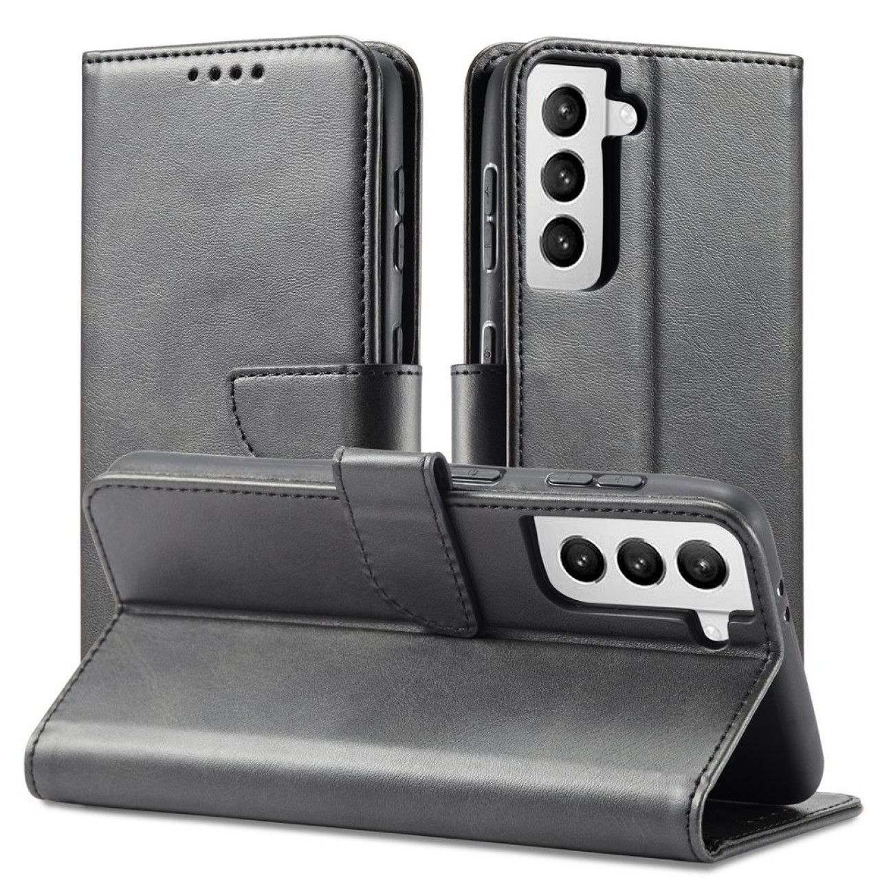 Θήκη Samsung Galaxy S21 Magnet Case elegant bookcase type case with kickstand - 5938 - Μαύρο - ΟΕΜ