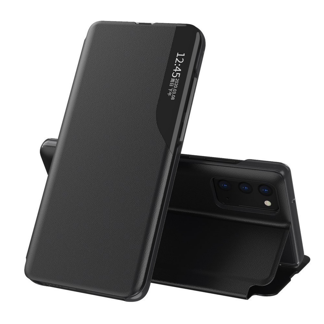 Θήκη Samsung Galaxy A12 Eco Leather View Case elegant bookcase type case with kickstand - 5939 - Μαύρο - ΟΕΜ